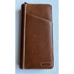 Fossil Dual Passport Holder  Wallet  New Brown Leather Clutch Large Credit Cards